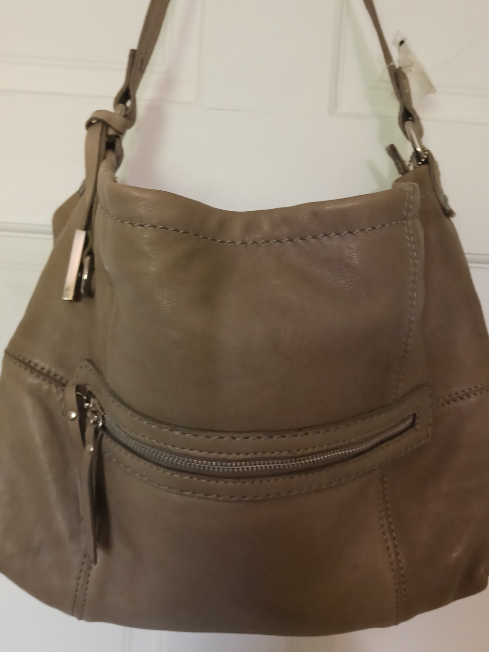Nino Bossi Taupe Leather Hobo Bag - Women